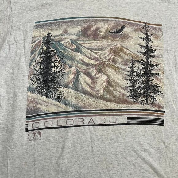 Vintage Colorado Graphic Tee Men's L 90s VTG Mountains Outdoors Oversized Unique - Picture 3 of 7